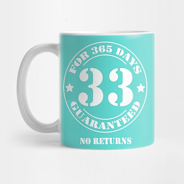 Birthday 33 for 365 Days Guaranteed by fumanigdesign